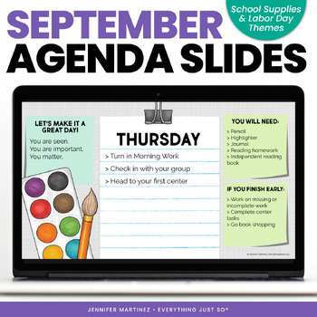 Preview of September Daily Agenda Slides - Editable Google Slides™ Template