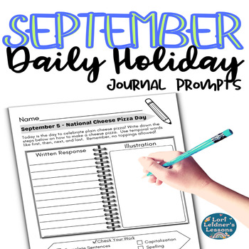 Preview of September Daily Holiday Writing Prompts - Morning Work  * Centers * Journal