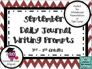 Preview of September Daily Journal Writing Prompts for Whiteboard Presentation or Task Card