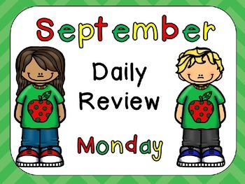 Preview of September Daily Review PowerPoints for Kindergarten~ Great for Calendar Time!