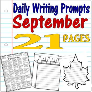 September Daily Writing Prompts *w/ 20 Themed Shaped Primary Lined ...