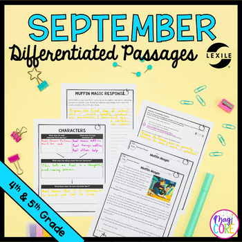 Preview of September Differentiated Reading Comprehension Passages Lexile - 4th & 5th Grade