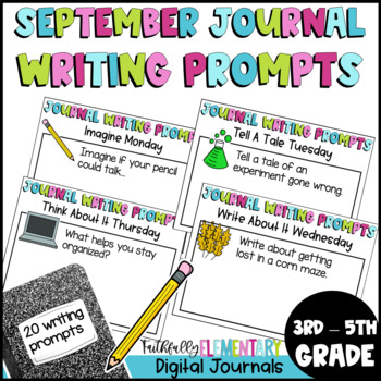 September Digital Journal Writing Prompts by Faithfully Elementary