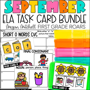 Preview of September ELA Task Card Activities Centers, Scoot, Fast Finishers, & Morning Tub