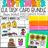 September ELA Task Card Activities Centers, Scoot, Fast Fi
