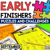 September Fall Early Finishers Activities and Puzzles and 