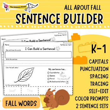 Preview of September Fall Sentence Building Kit | Writing Center | Unscramble Sentences