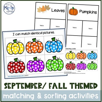 Preview of September/ Fall Themed Matching & Sorting Activities / Task Boxes