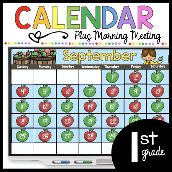 Preview of September First Grade Calendar morning meeting Digital Google Slides Phonics