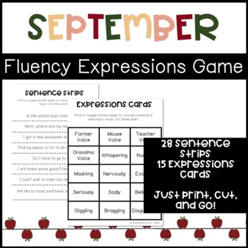 Preview of September Fluency Expressions Game