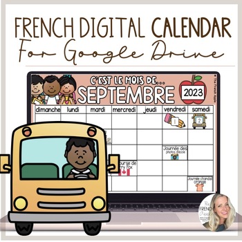 Preview of September French Calendar | Back to School | Digital | GOOGLE DRIVE