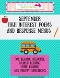 September Back to School High Interest Poems & Reading Res