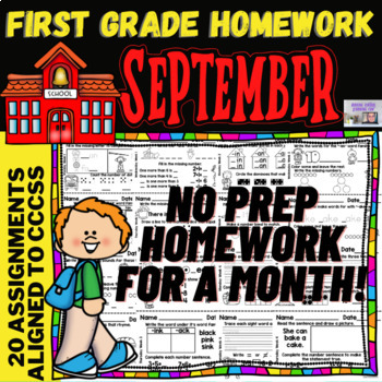 Preview of September Homework Bundle for First Grade