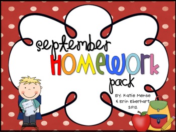 Preview of September Homework Pack for Kindergarten