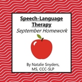September Homework Packet for Speech Language Therapy