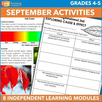 Preview of September Independent Work Packet - Fall Early or Fast Finishers, Sub Plans