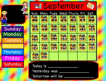 Preview of September Interactive Flipchart Calendar