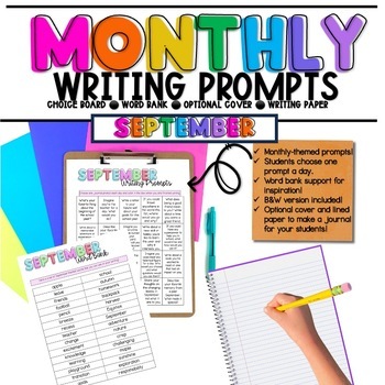 Preview of September Writing Prompts | Journal Writing | Back to School| 3rd, 4th, 5th