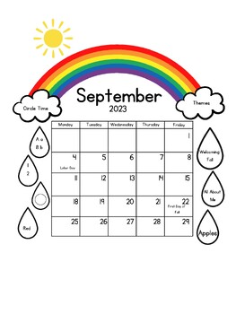 Preview of September-June '24 Early Chld./PreK Calendars! Themes & Circle Focuses Includes