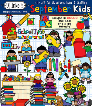 Preview of September Kids & Calendar - Back to School Clip Art Download