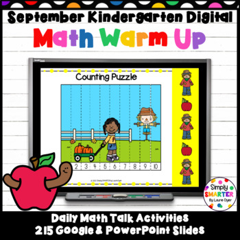 Preview of September Kindergarten Digital Math Warm Up For GOOGLE SLIDES