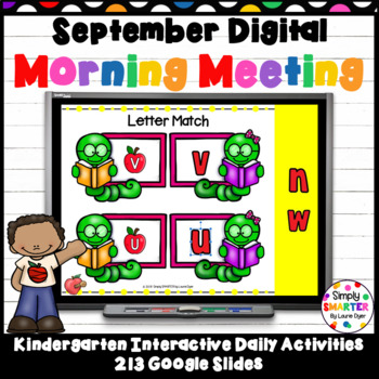 Preview of September Kindergarten Digital Morning Meeting For GOOGLE SLIDES