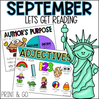 Preview of September Lets Get Reading 2nd Grade NO PREP Printable Reading Activities