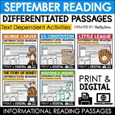 September Leveled Reading Comprehension Passages with Questions