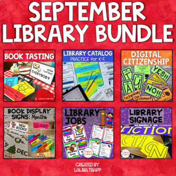 Preview of September Library Lessons BUNDLE for Back to School Library Skills Activities