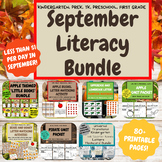 September Literacy Bundle - Kindergarten, First Grade , Pr