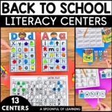 Back to School Literacy Centers for Kindergarten