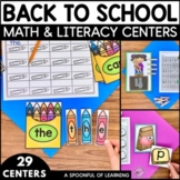 Back to School Literacy and Math Centers for Kindergarten