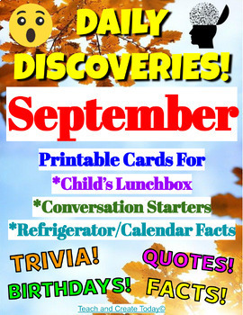 Preview of September Lunch Box Note Cards Daily Conversation Topics 2nd 3rd 4th 5th Grade