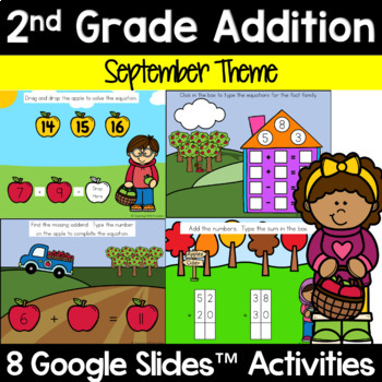 Preview of September Math Activities | 2nd Grade | Addition Google Slides™