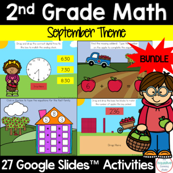 Preview of September Math Activities for 2nd Grade | Google Slides™ | Bundle