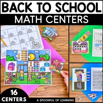 Back to School Math Centers for Kindergarten by A Spoonful of Learning