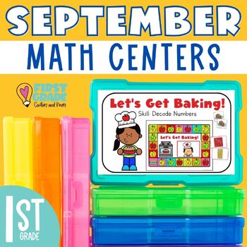 Preview of September Math Centers 1st Grade- Fall Math Morning Tubs