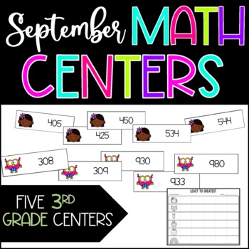 Preview of September Math Centers for Third Grade