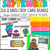 September Math & ELA Task Card Activities Centers, Scoot, 