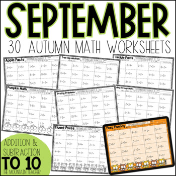Preview of Fall Addition and Subtraction Within 10 | Math Fact Fluency for Autumn