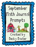September Math Journal Prompts- Kindergarten C.C.