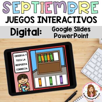 Preview of September Math & Literacy Digital Games. Juegos interactivos. Spanish