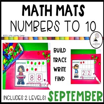 Preview of September Math Mats Numbers to 10 |  Fall Counting Center Activity