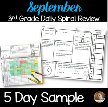 Preview of September Math Spiral Review 5-Day SAMPLE: Daily Math for 3rd Grade