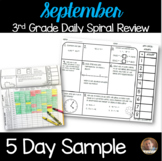 September Math Spiral Review 5-Day SAMPLE: Daily Math for 