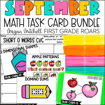 Preview of September Math Task Card Activities Centers, Scoot Fast Finishers & Morning Tubs