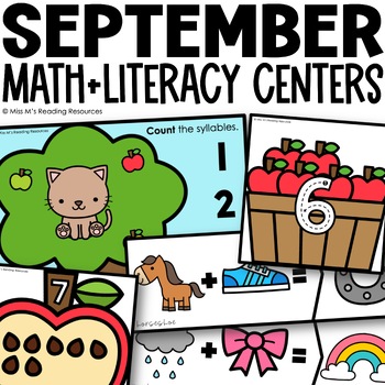 Preview of September Math and Literacy Centers | Beginning Sounds | Numbers 1-10