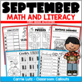 September Math and Literacy No Prep Worksheets Back to Sch