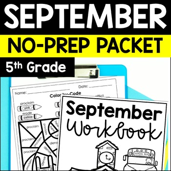 Preview of September Math and Reading Packet | 5th Grade Fall Activities & Worksheets