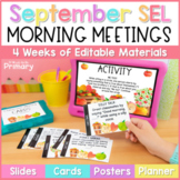 September Morning Meeting Slides - SEL Activities, Questio